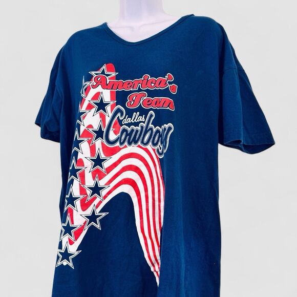 NFL For Her Womens Dallas Cowboys Blue 100% Cotton Oversize Grunge Retro T Shirt - Picture 2 of 5